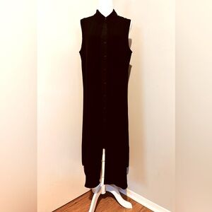 Calvin Klein Women’s Black Button Collar Sleeveless Dress, Midi , Size Large